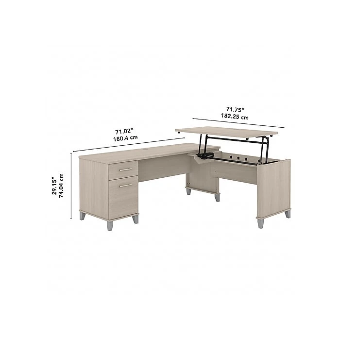 Bush Furniture Somerset 35"-41" Adjustable Desk with Return, Sand Oak (SET014SO) Bush Furniture Somerset 35"-41" Adjustable Desk With Return, Sand Oak (SET014SO) -Office Supply Shop sp108409549 sc7