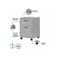 Bush Furniture Key West 2-Drawer Mobile File Cabinet, Letter/Legal, Cape Cod Gray, 15.51" (KWF116CG-03) -Office Supply Shop sp109851110 sc7