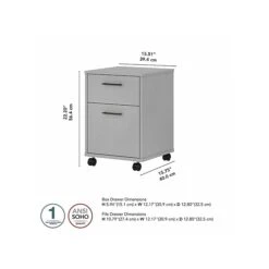 Bush Furniture Key West 2-Drawer Mobile File Cabinet, Letter/Legal, Cape Cod Gray, 15.51" (KWF116CG-03) -Office Supply Shop sp109851112 sc7