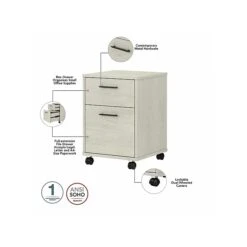 Bush Furniture Key West 2-Drawer Mobile File Cabinet, Letter/Legal, Linen White Oak, 15.75" (KWF116LW-03) -Office Supply Shop sp109940258 sc7