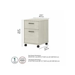 Bush Furniture Key West 2-Drawer Mobile File Cabinet, Letter/Legal, Linen White Oak, 15.75" (KWF116LW-03) -Office Supply Shop sp109940260 sc7