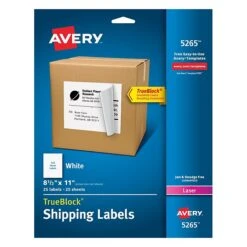 Avery TrueBlock Laser Shipping Labels, Sure Feed Technology, 8 1/2" X 11", White, 25 Labels Per Pack (5265) -Office Supply Shop sp110465345 sc7 1