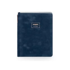 Poppin Velvet Sidekick Professional Notebook With Pen, 6.25" X 8.25", Wide Ruled, 80 Sheets, Storm (107477) -Office Supply Shop sp110470954 sc7
