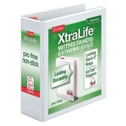 Cardinal® XtraLife® ClearVue™ 3" 3-Ring View Binder, White (26330)