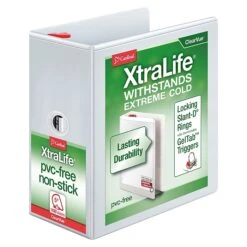 Cardinal® XtraLife® ClearVue™ 5" 3-Ring View Binder, White (26350)