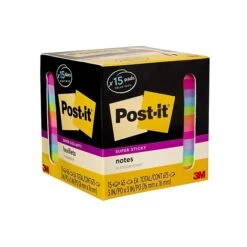 Post-it® Super Sticky Notes Cabinet Pack , 3" X 3", Assorted Colors, 45 Sheets/Pad, 15 Pads/Pack (654-15SSCP) -Office Supply Shop sp112747775 sc7