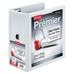 Cardinal Premier EasyOpen ClearVue 5" Slant-D 3-Ring View Binder, White (CRD10350)