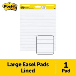 Post-it® Super Sticky Easel Pad, 25" X 30", Lined, 30 Sheets/Pad, 1 Pad/Pack (561WLSS)