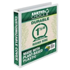 Samsill Earth’s Choice Biobased 1 1/2" 3-Ring View Binder, White (18957)