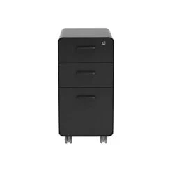 Poppin The Sort-It-Out 3-Drawer Vertical File Cabinet, Locking, Letter/Legal, Black, 20" (104741)