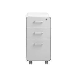 Poppin The Sort-It-Out 3-Drawer Vertical File Cabinet, Locking, Letter/Legal, White/Light Gray, 20" (104743)