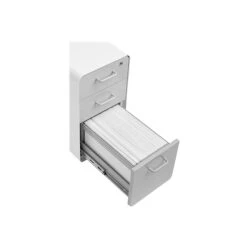 Poppin The Sort-It-Out 3-Drawer Vertical File Cabinet, Locking, Letter/Legal, White/Light Gray, 20" (104743) -Office Supply Shop sp122684591 sc7