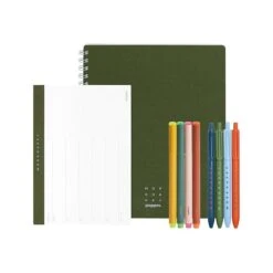 Poppin Work Happy 1-Subject Notebook Kit, 8.5" X 11", Ruled, 80 Sheets, Olive (108514)