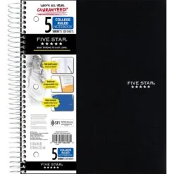 Five Star 5-Subject Notebook, 8.5" X 11", College Ruled, 200 Sheets, Black (72081) -Office Supply Shop sp125996285 sc7 1