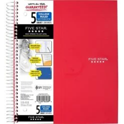 Five Star 5-Subject Notebook, 8.5" X 11", College Ruled, 200 Sheets, Black (72081) -Office Supply Shop sp125996289 sc7