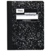 Mead Composition Notebook, 9.75" X 7.5", Wide Ruled, 100 Sheets, Black Marble (09910)