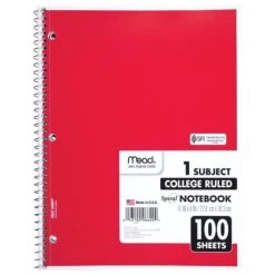 Mead Spiral 1-Subject Notebook, 8" X 11", College Ruled, 100 Sheets, Each (06622) -Office Supply Shop sp125996426 sc7