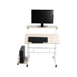 Mind Reader 30-44"H Wood Adjustable Desk, White (SDROLLXL-WHT) 1 Mind Reader 30-44"H Wood Adjustable Desk, White (SDROLLXL-WHT) -Office Supply Shop sp126585165 sc7