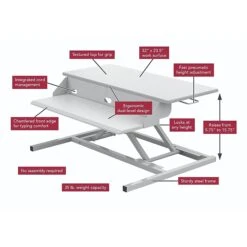 Luxor CVTR PRO Series 32"W Adjustable Desk Riser, White (CVTR PRO-WH) -Office Supply Shop sp129135830 sc7