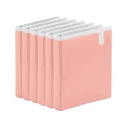 Poppin Standard 1" 3-Ring Pocket Binder, Blush, 6/Pack (108670)