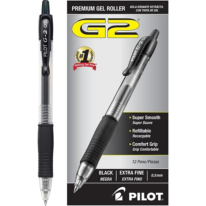 Pilot G2 Retractable Gel Pens, Extra Fine Point, Black Ink, Dozen (31002) Pilot G2 Retractable Gel Pens, Extra Fine Point, Black Ink, Dozen (31002) -Office Supply Shop sp130855913 sc7