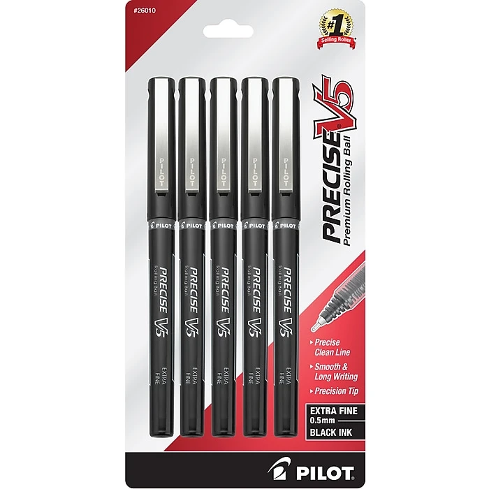 Pilot Precise V5 Rollerball Pens, Extra Fine Point, Black Ink, 5/Pack (26010) Pilot Precise V5 Rollerball Pens, Extra Fine Point, Black Ink, 5/Pack (26010) -Office Supply Shop sp135695467 sc7