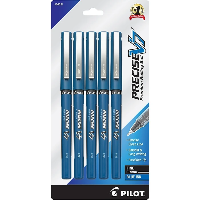 Pilot Precise V7 Rollerball Pens, Fine Point, Blue Ink, 5/Pack (26021) Pilot Precise V7 Rollerball Pens, Fine Point, Blue Ink, 5/Pack (26021) -Office Supply Shop sp135695475 sc7