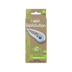 BIC Ecolutions Wite-Out Brand Correction Tape (formerly ReVolution), White, 2/Pack (WOET21-WHI)