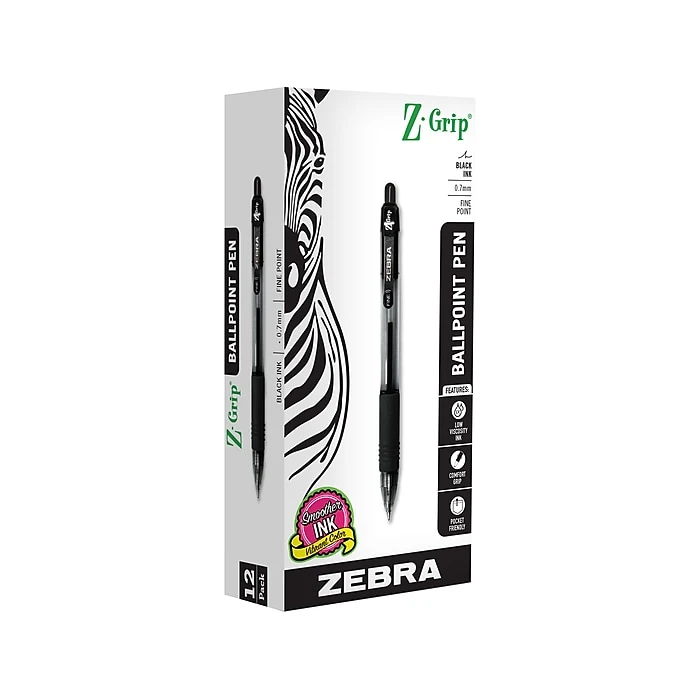 Zebra Z-Grip Retractable Ballpoint Pen, Fine Point, Black Ink, Dozen (23910) Zebra Z-Grip Retractable Ballpoint Pen, Fine Point, Black Ink, Dozen (23910) -Office Supply Shop sp138574142 sc7