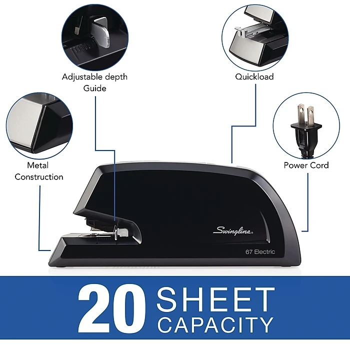Swingline Commercial Electric Stapler, 20 Sheet Capacity, Black/Silver (06701) Swingline Commercial Electric Stapler, 20 Sheet Capacity, Black/Silver (06701) -Office Supply Shop sp140432083 sc7