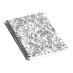 DENY Designs Linear Feminine Essence By Marta Barragan Camarasa Notebook, 5.5" X 8.25", Dotted, 40 Sheets, White/Black