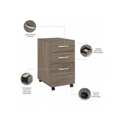 Bush Business Furniture Studio C 3 Drawer Mobile File Cabinet, Modern Hickory (SCF216MHSU) -Office Supply Shop sp143680555 sc7
