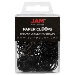JAM Paper Circular Small Paper Clips, Black, 50/Pack (2187133)