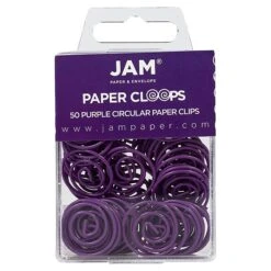 JAM Paper Circular Small Paper Clips, Purple, 50/Pack (2187137)