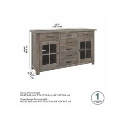 Bush Furniture Leonis 3-Drawer Buffet Cabinet, Letter/Legal, Lakewood Gray, 62" (LNT162LGSU) -Office Supply Shop sp145952694 sc7