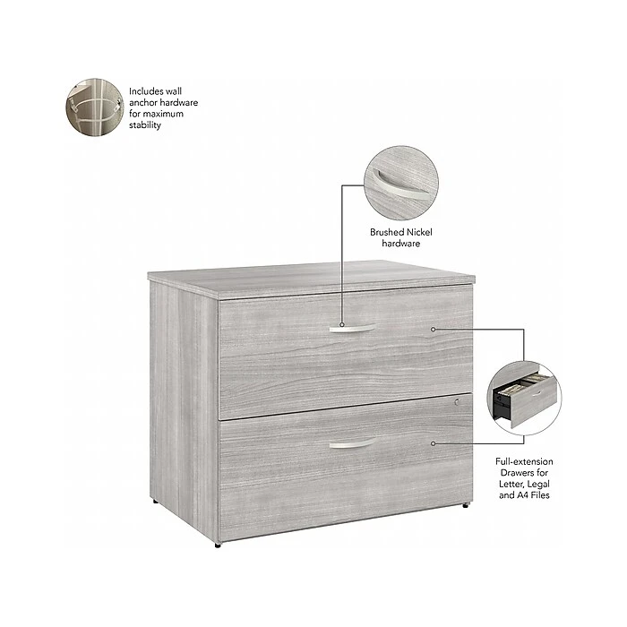 Bush Business Furniture Hybrid 2-Drawer Lateral File Cabinet, Letter/Legal, Platinum Gray, 36" (HYF136PGSU-Z) Bush Business Furniture Hybrid 2-Drawer Lateral File Cabinet, Letter/Legal, Platinum Gray, 36" (HYF136PGSU-Z) -Office Supply Shop sp147695940 sc7