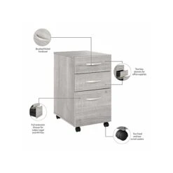 Bush Business Furniture Hybrid 3-Drawer Mobile File Cabinet, Letter/Legal, Platinum Gray, 20" (HYF216PGSU-Z) -Office Supply Shop sp147788136 sc7
