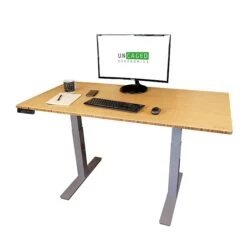 Uncaged Ergonomics Rise Up Electric Adjustable Height Standing Desk With Natural Bamboo Desktop Gray Frame, Bamboo Desktop Rugb) -Office Supply Shop sp148973736 sc7