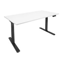 Mount-It! 30"-49"H Adjustable Electric Sit-Stand Desk, White/Black (MI-18064)