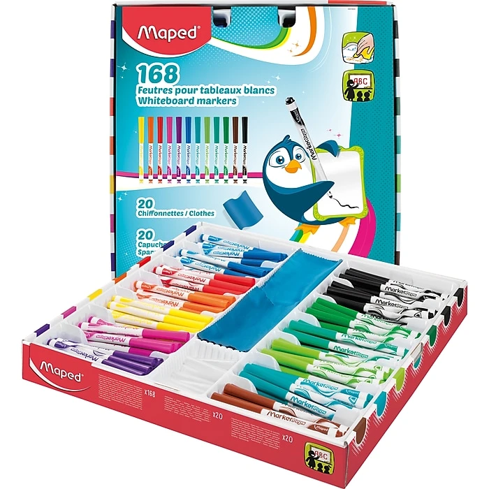 Maped® Marker 'Peps Dry Erase Markers School Pack, Bullet Tip, Assorted Colors, Pack of 168 (MAP741804) Maped® Marker 'Peps Dry Erase Markers School Pack, Bullet Tip, Assorted Colors, Pack Of 168 (MAP741804) -Office Supply Shop sp161459578 sc7