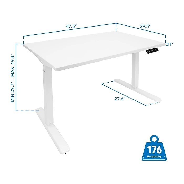 Mount-It! 30"-49"H Adjustable Electric Sit-Stand Desk, White (MI-18060) Mount-It! 30"-49"H Adjustable Electric Sit-Stand Desk, White (MI-18060) -Office Supply Shop sp161464405 sc7