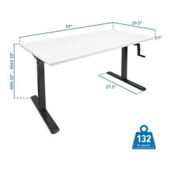 Mount-It! 30"-50"H Adjustable Hand Crank Sit-Stand Desk, White/Black (MI-18070) -Office Supply Shop sp161464426 sc7