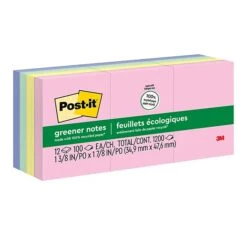 Post-it® Recycled Notes, 1 3/8" In X 1 7/8", Sweet Sprinkles Collection, 100 Sheets/Pad, 12 Pads/Pack (653-RP-A)