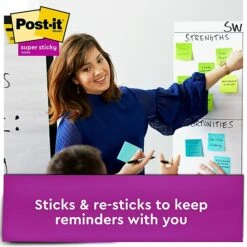 Post-it® Super Sticky Notes, 3" X 3", Playful Primaries Collection, 90 Sheets/Pad, 24 Pads/Pack (654-24SSCYN) -Office Supply Shop sp161998320 sc7