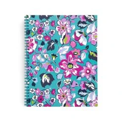 Vera Bradley Gaby Floral Memo Notebook, 8" X 10.5", Ruled, 70 Sheets, Blue/Pink (226684)