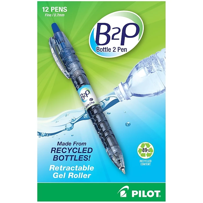 Pilot B2P Bottle 2 Pen Retractable Gel Pens, Fine Point, Blue Ink, Dozen (31601) Pilot B2P Bottle 2 Pen Retractable Gel Pens, Fine Point, Blue Ink, Dozen (31601) -Office Supply Shop sp162570271 sc7
