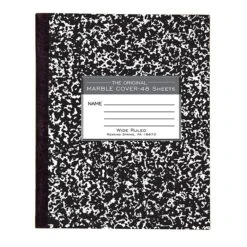 Roaring Spring Composition Notebook, 7" X 8.5" Wide Ruled, 48 Sheets, Black Marble (77333)