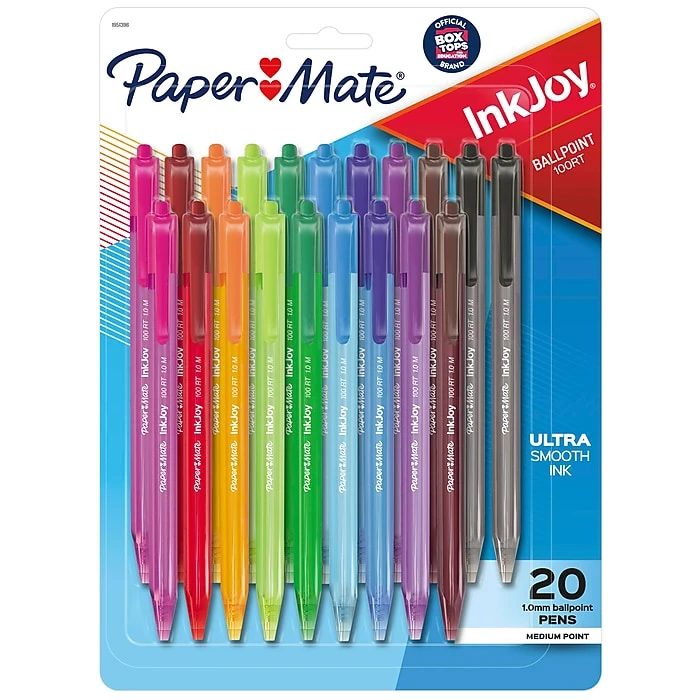 Paper Mate InkJoy 100 RT Retractable Ballpoint Pen, Medium Point, Assorted Ink, 20/Pack (1951396) Paper Mate InkJoy 100 RT Retractable Ballpoint Pen, Medium Point, Assorted Ink, 20/Pack (1951396) -Office Supply Shop sp163415464 sc7