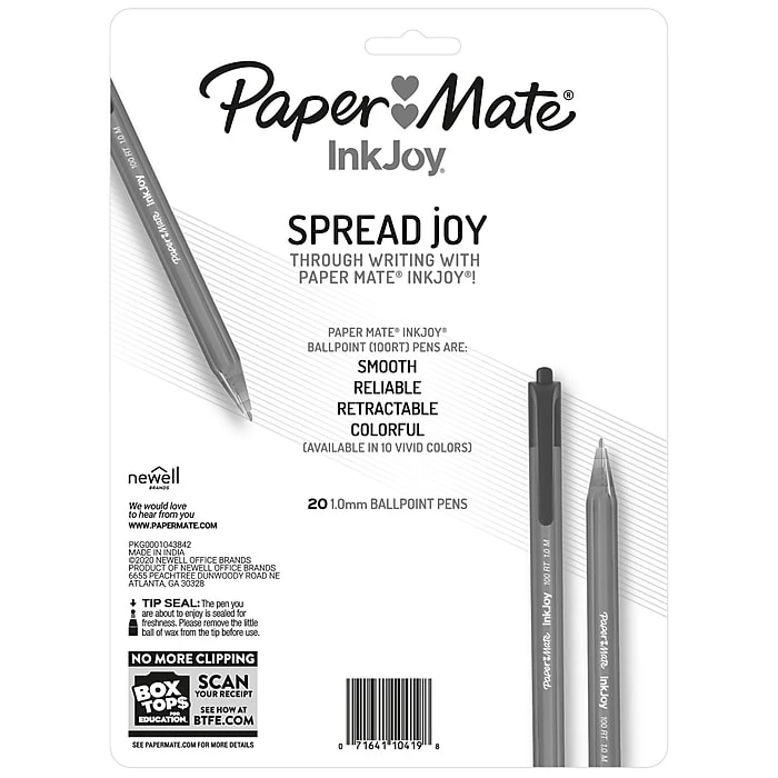 Paper Mate InkJoy 100 RT Retractable Ballpoint Pen, Medium Point, Assorted Ink, 20/Pack (1951396) Paper Mate InkJoy 100 RT Retractable Ballpoint Pen, Medium Point, Assorted Ink, 20/Pack (1951396) -Office Supply Shop sp163415471 sc7
