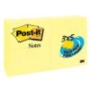 Post-it® Notes, 3" X 5", Canary Yellow, 90 Sheets/Pad, 24 Pads/Pack (655-24VAD-B)